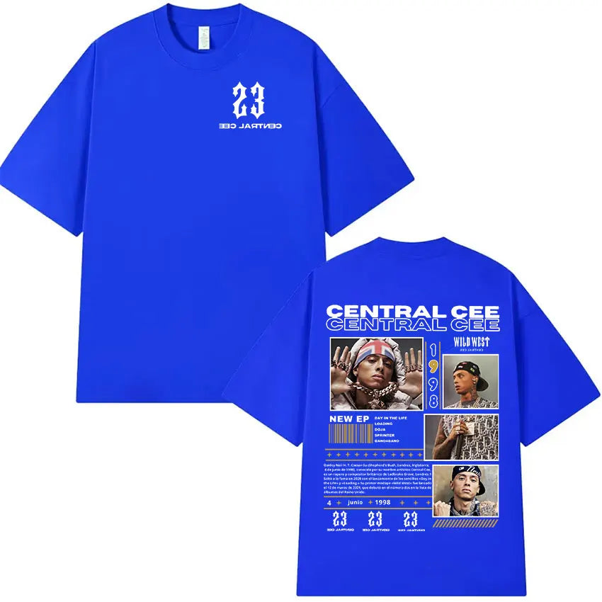 Rapper CENTRAL CEE WILD WEST Tour 2025 Graphic T Shirts Men's Women Vintage Fashion Oversized Cotton T-shirt Hip Hop Streetwear