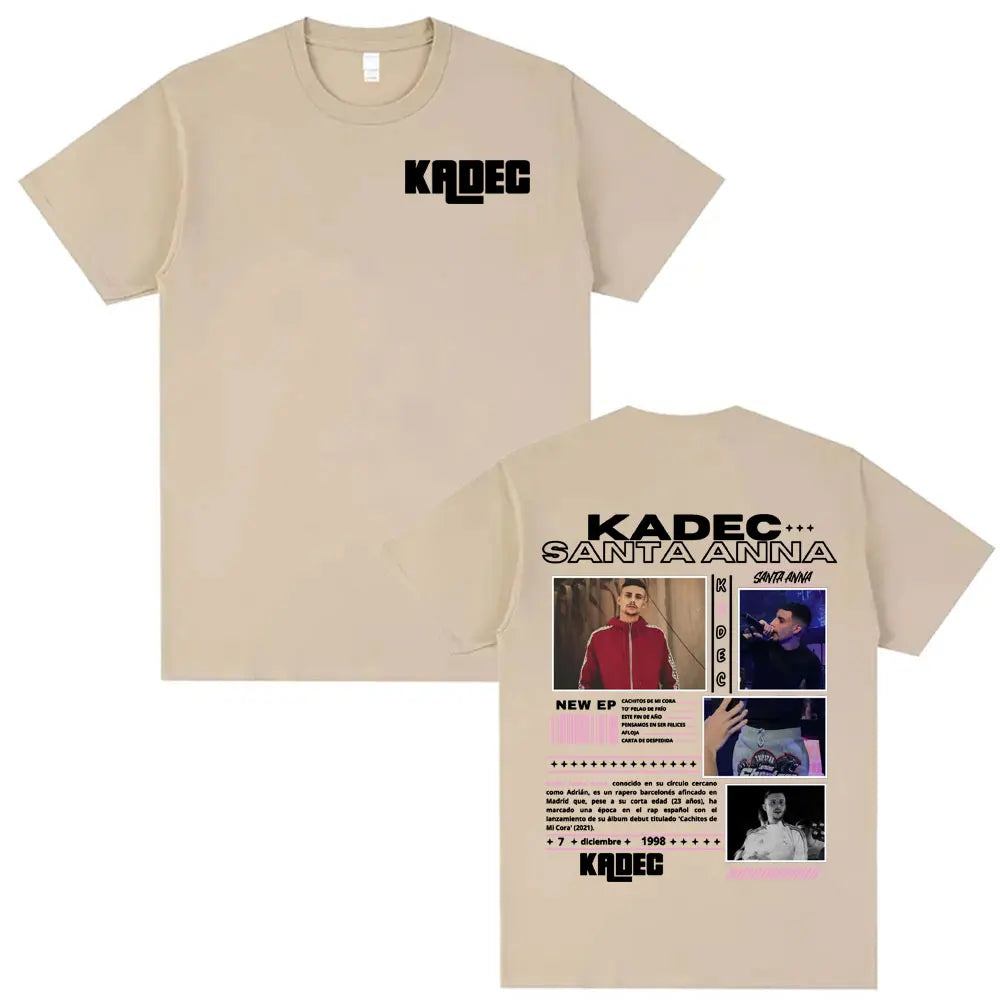Rapper Kadec Santa Anna 2025 Tour T Shirt Men Women High Quality Casual Oversized T-shirts Vintage 100% Cotton Crewneck T-shirt