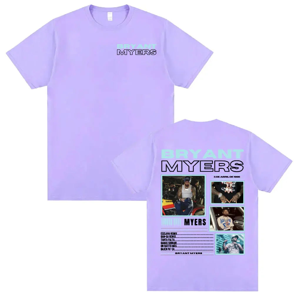 Rapper Bryant Myers 2025 Tour T-shirts for Men Women Fashion Hip Hop Punk Style T Shirts Casual 100% Cotton Short Sleeve T-shirt