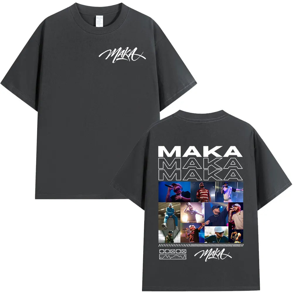 Rapper Maka 2025 Tour Graphic T Shirts Men Fashion Vintage T-shirt Casual Cotton Short Sleeve T Shirt Short Sleeve Streetwear
