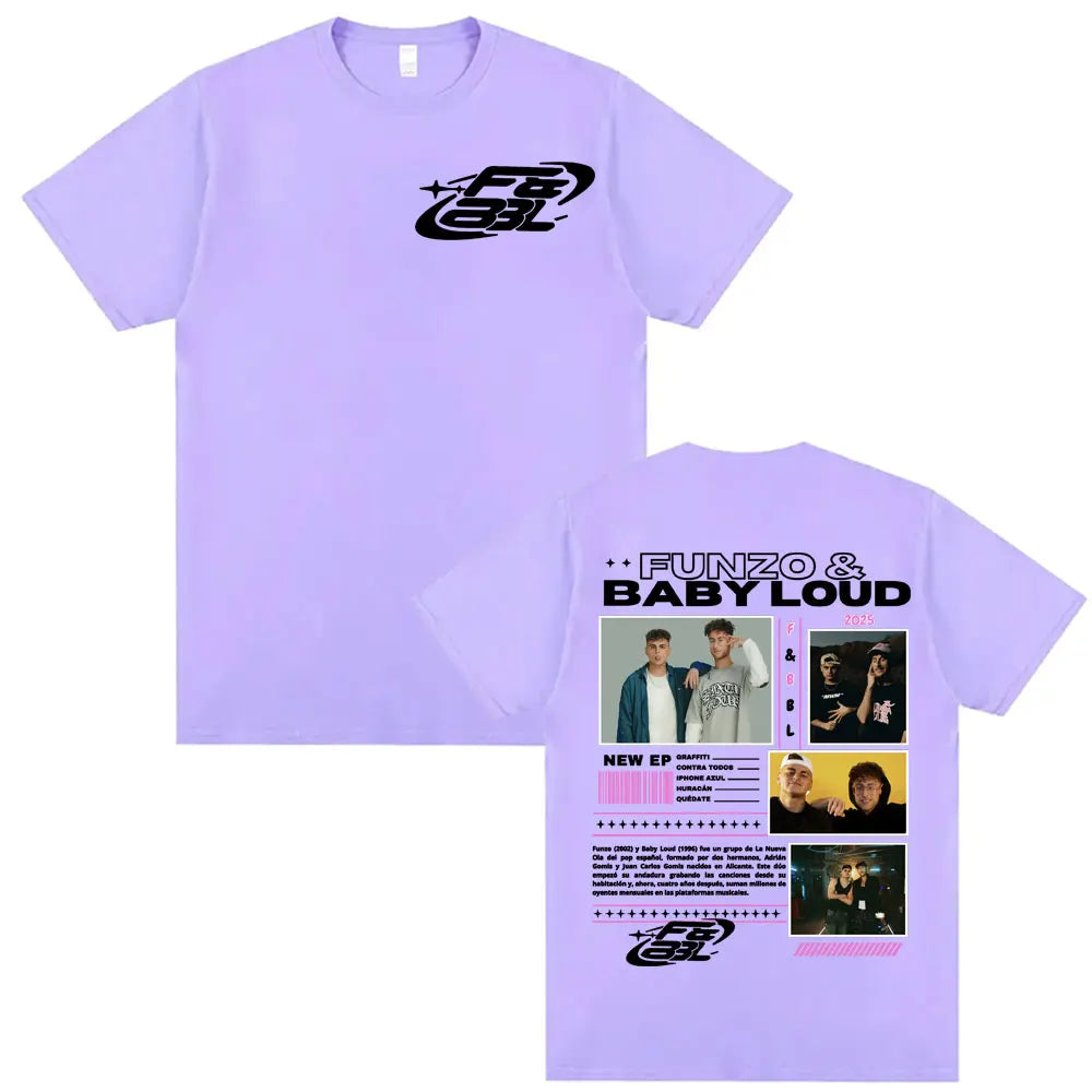 Rapper Funzo & Baby Loud 2025 Tour T-shirts Unisex Fashion Casual Cotton Oversized T Shirt Men's Punk Hip Hop Streetwear T-shirt
