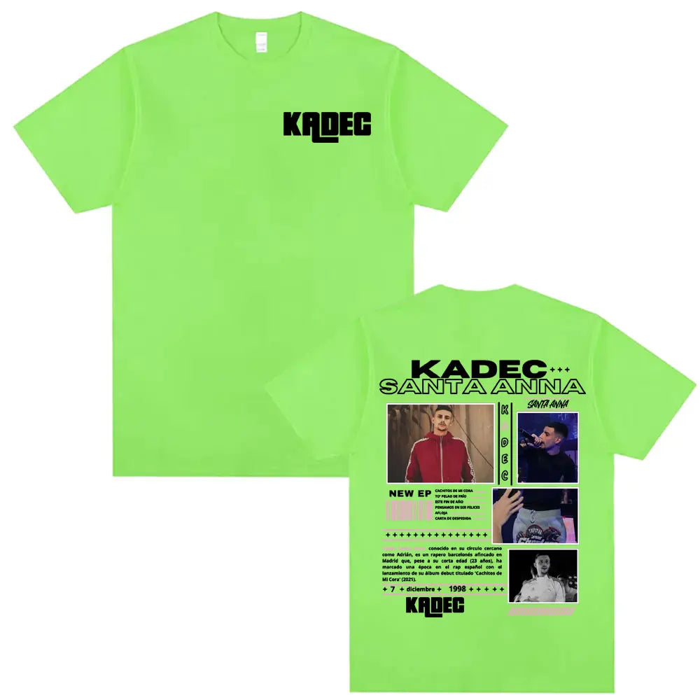 Rapper Kadec Santa Anna 2025 Tour T Shirt Men Women High Quality Casual Oversized T-shirts Vintage 100% Cotton Crewneck T-shirt
