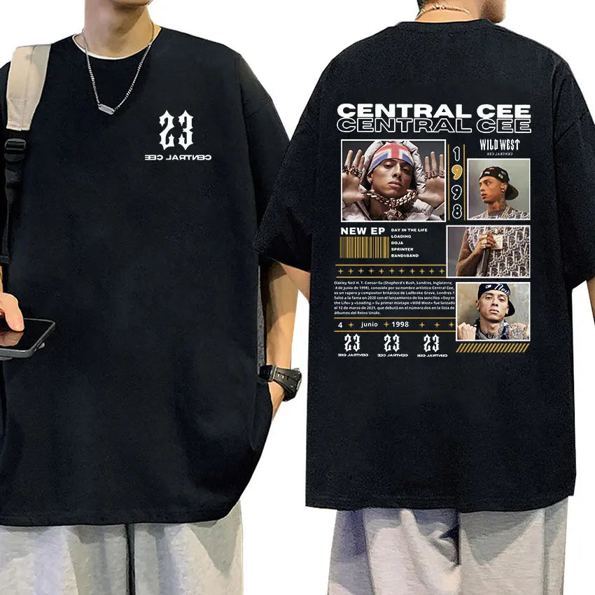 Rapper CENTRAL CEE WILD WEST Tour 2025 Graphic T Shirts Men's Women Vintage Fashion Oversized Cotton T-shirt Hip Hop Streetwear