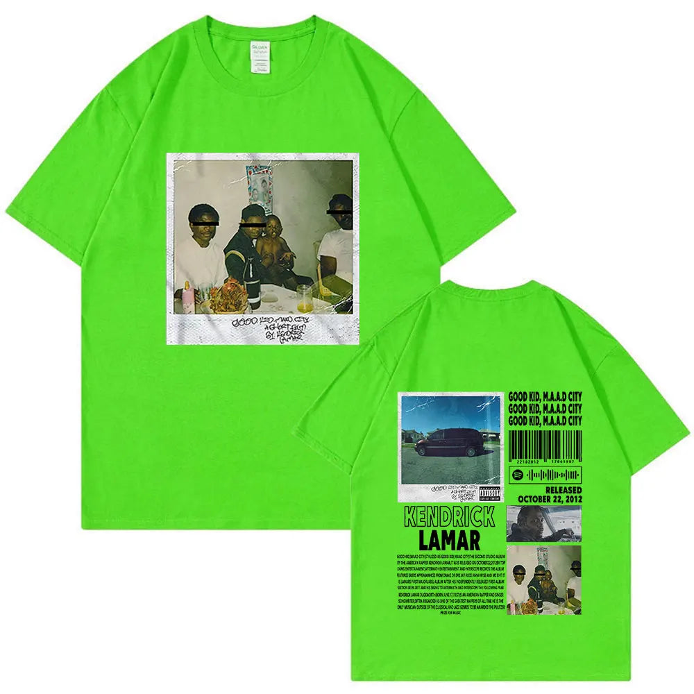 Rapper Kendrick Lamar Good Kid T Shirt Men Women Clothes Hip Hop Music Album Graphic T-shirt Fashion Vintage Oversized Tee Shirt