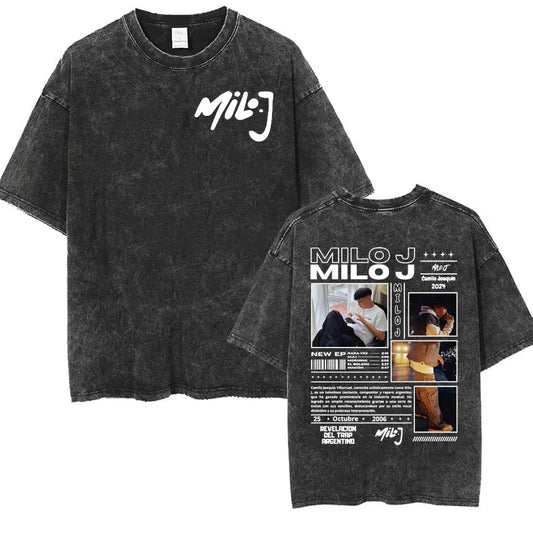 Rapper Milo J 111 Album Graphic T Shirt Men Women Hip Hop Fashion Oversized Short Sleeve Tees Man Casual Vintage Washed T-shirts