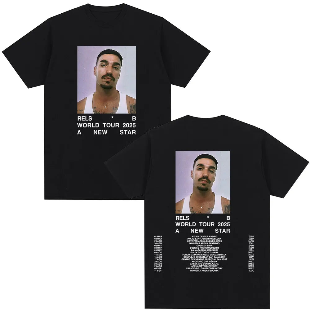 Rels B A New Star World Tour Concert 2025 T Shirts Men's Clothing Hip Hop Fashion Oversized Short Sleeve T-shirt Cotton T-shirts