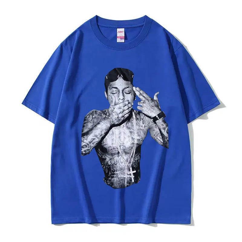 Rapper Lil Wayne Print Graphic T Shirt Men's Cool Hip Hop Gothic Clothing T-shirts Y2k Man Retro Oversized Cotton T-shirt Unisex