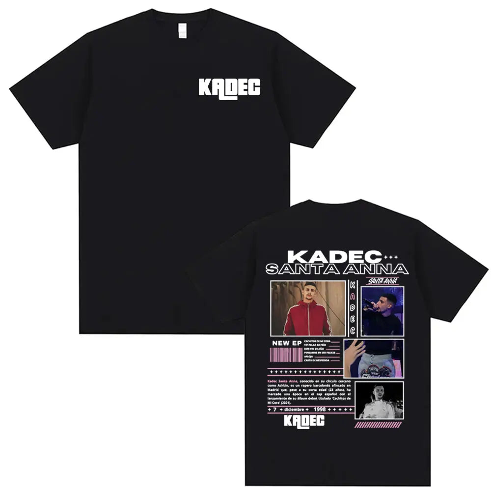 Rapper Kadec Santa Anna 2025 Tour T Shirt Men Women High Quality Casual Oversized T-shirts Vintage 100% Cotton Crewneck T-shirt