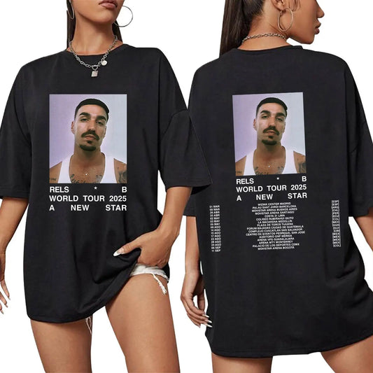 Rels B A New Star World Tour Concert 2025 T Shirts Men's Clothing Hip Hop Fashion Oversized Short Sleeve T-shirt Cotton T-shirts