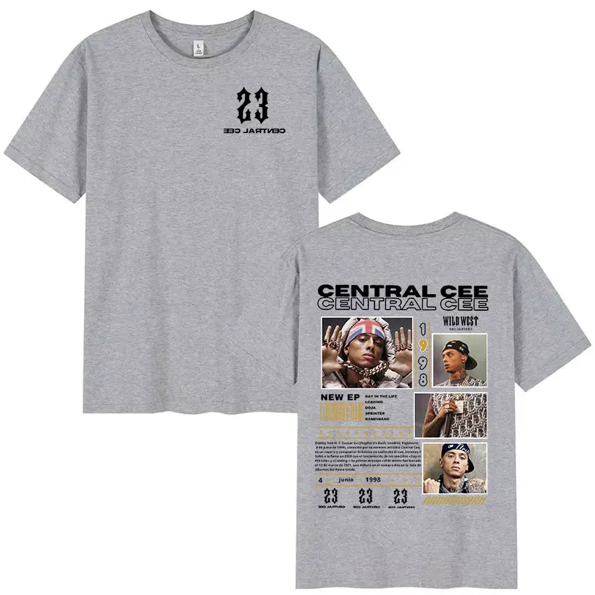 Rapper CENTRAL CEE WILD WEST Tour 2025 Graphic T Shirts Men's Women Vintage Fashion Oversized Cotton T-shirt Hip Hop Streetwear