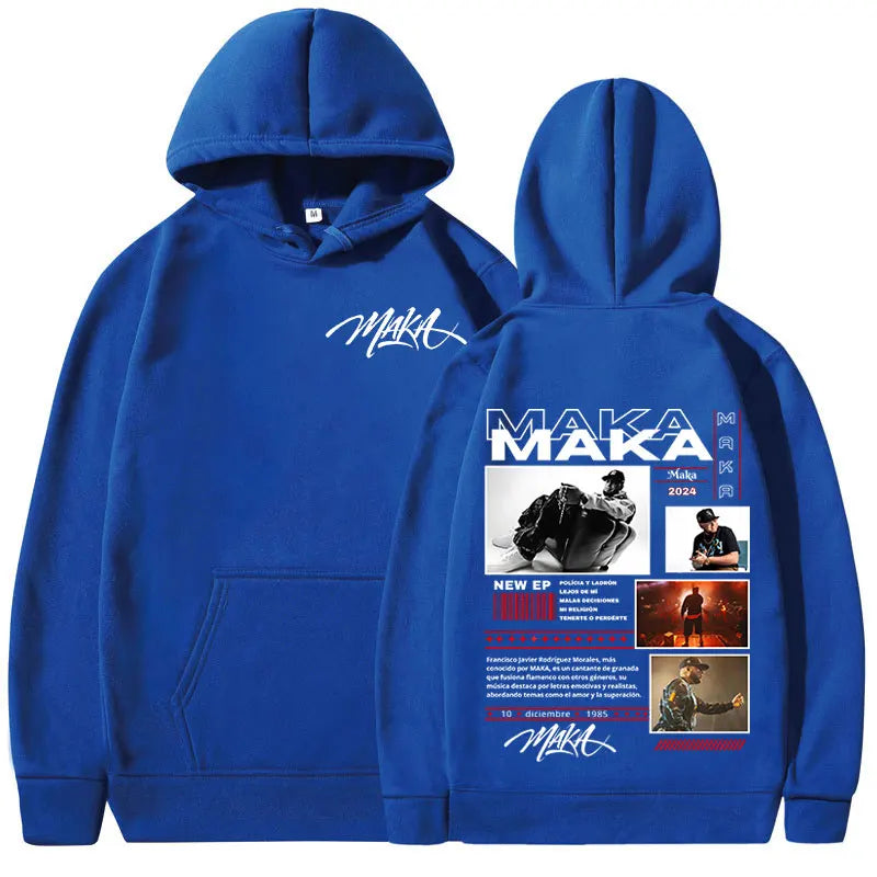 Rapper Maka Aura Tour Album 2025 Hoodies Men's Women Vintage Fashion Hooded Sweatshirts Hip Hop Oversized Pullovers Streetwear