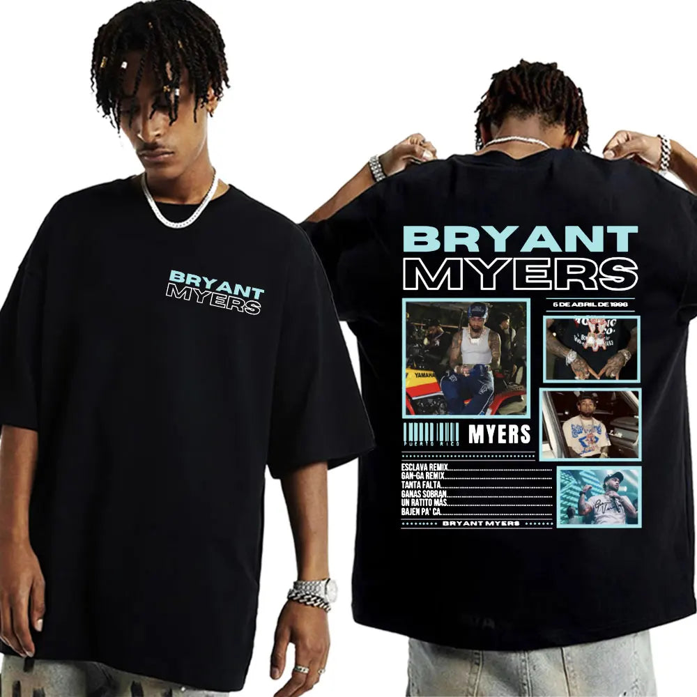 Rapper Bryant Myers 2025 Tour T-shirts for Men Women Fashion Hip Hop Punk Style T Shirts Casual 100% Cotton Short Sleeve T-shirt