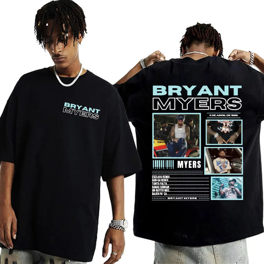 Rapper Bryant Myers 2025 Tour T-shirts for Men Women Fashion Hip Hop Punk Style T Shirts Casual 100% Cotton Short Sleeve T-shirt