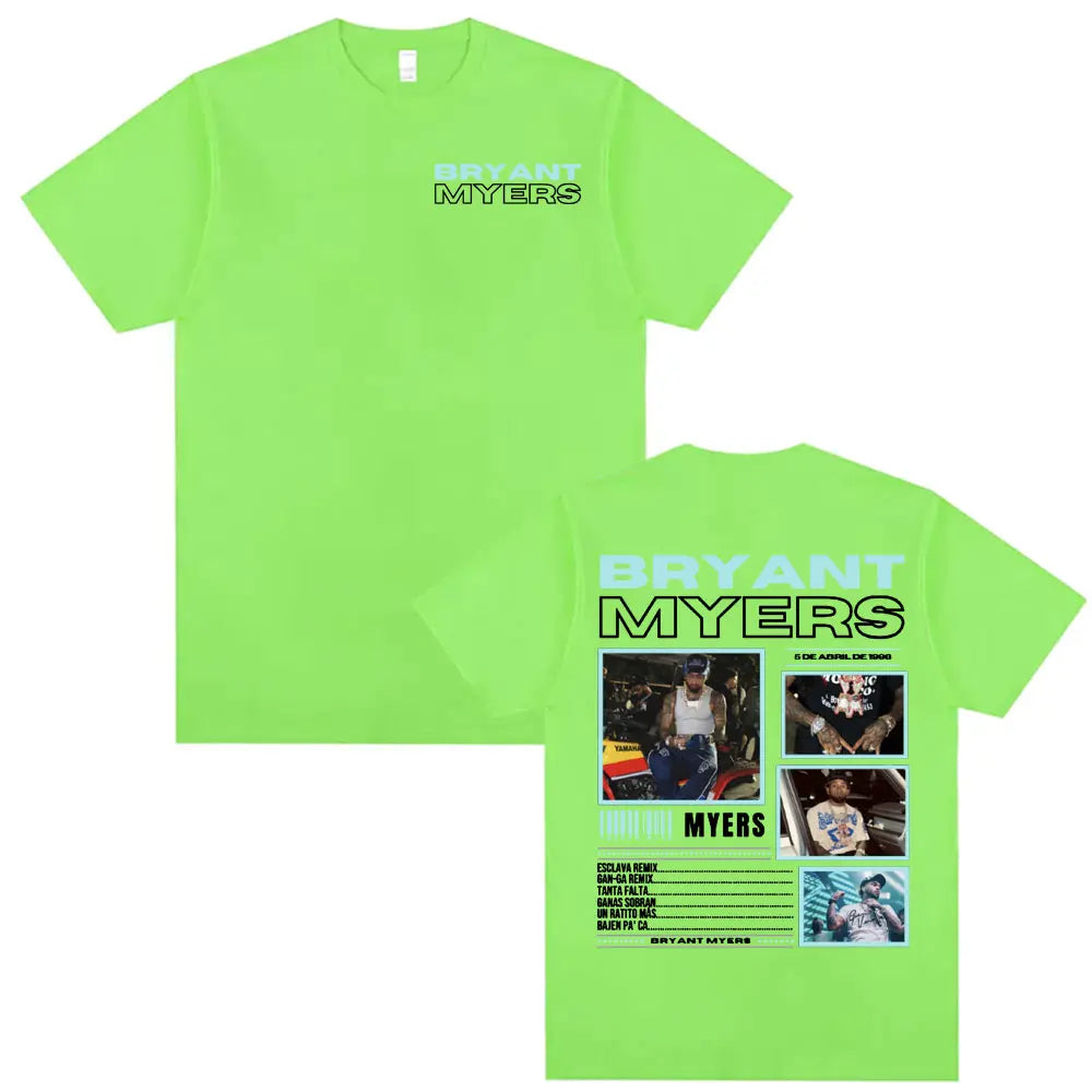 Rapper Bryant Myers 2025 Tour T-shirts for Men Women Fashion Hip Hop Punk Style T Shirts Casual 100% Cotton Short Sleeve T-shirt