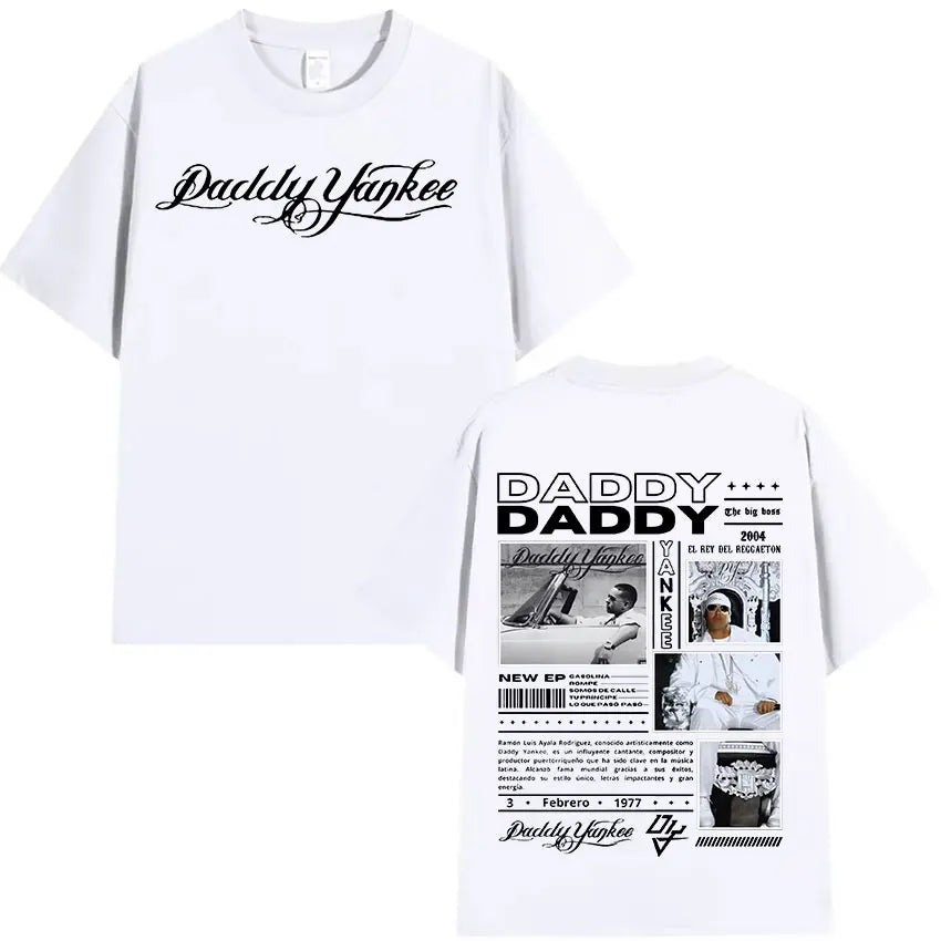 Rapper Daddy Yankee 2024 Tour Graphic T Shirts Men's Retro High Quality Oversized Cotton T-shirt Y2k Man Hip Hop Clothing Tshirt