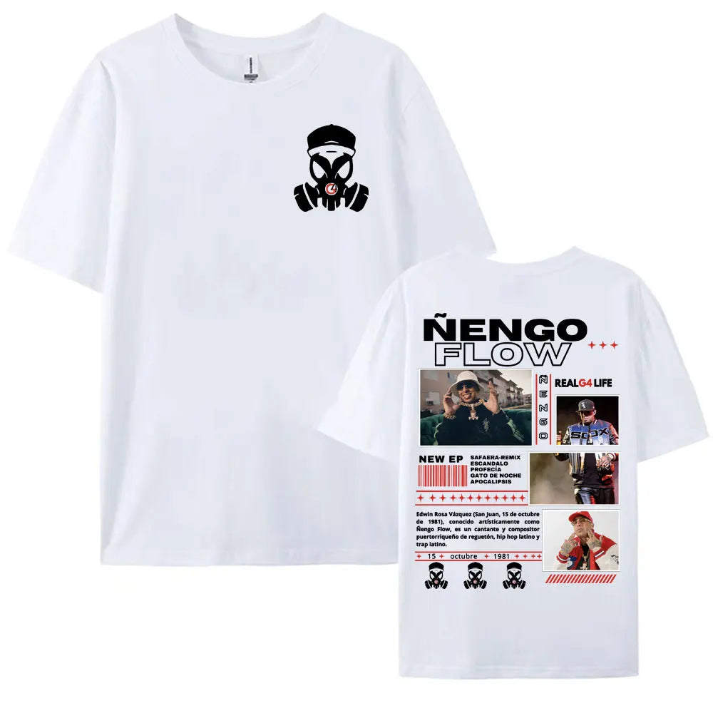 Rapper Nengo Flow Real G4 Life Tour Graphic T Shirt Men Women Vintage Hip Hop  Pop Music T-shirt Fashion Oversized Cotton Tshirt