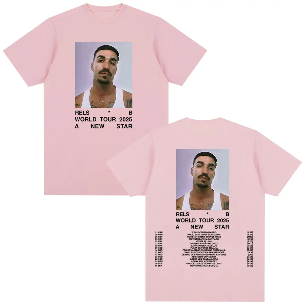 Rels B A New Star World Tour Concert 2025 T Shirts Men's Clothing Hip Hop Fashion Oversized Short Sleeve T-shirt Cotton T-shirts