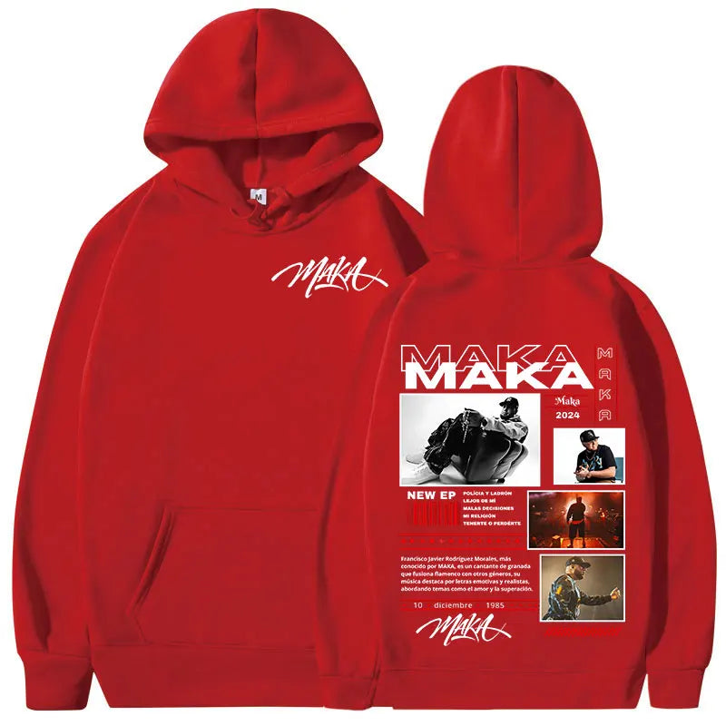 Rapper Maka Aura Tour Album 2025 Hoodies Men's Women Vintage Fashion Hooded Sweatshirts Hip Hop Oversized Pullovers Streetwear