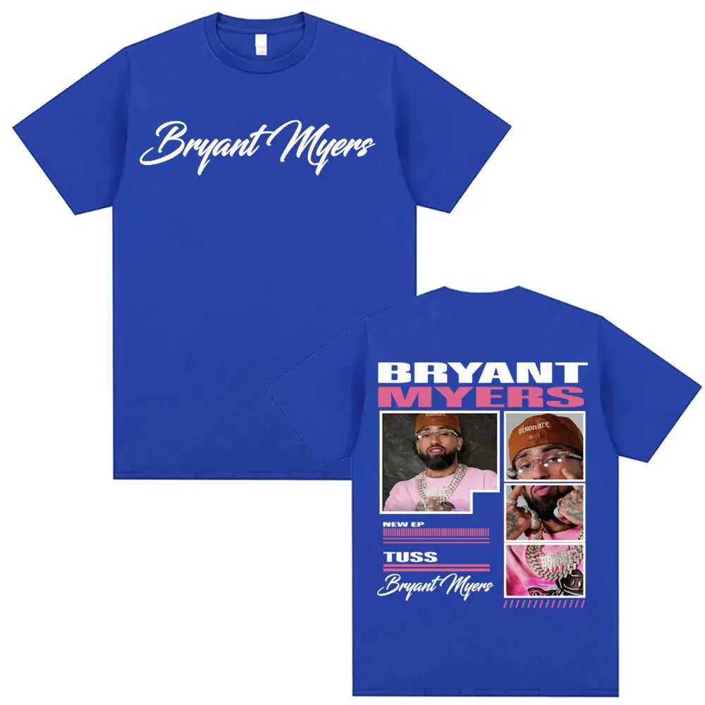 Rapper Bryant Myers 2025 Tour Graphic T-shirts Men Clothing Harajuku Hip Hop Streetwear T Shirts Casual Cotton Oversized T-shirt