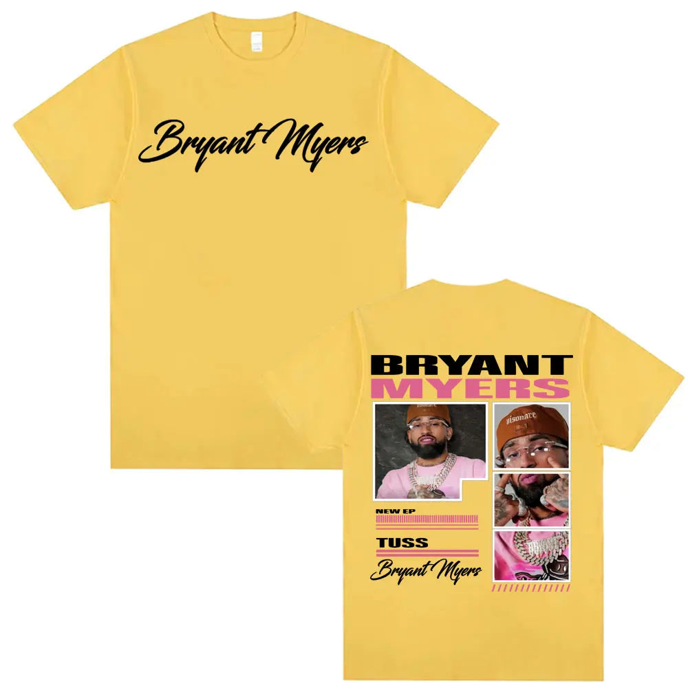 Rapper Bryant Myers 2025 Tour Graphic T-shirts Men Clothing Harajuku Hip Hop Streetwear T Shirts Casual Cotton Oversized T-shirt