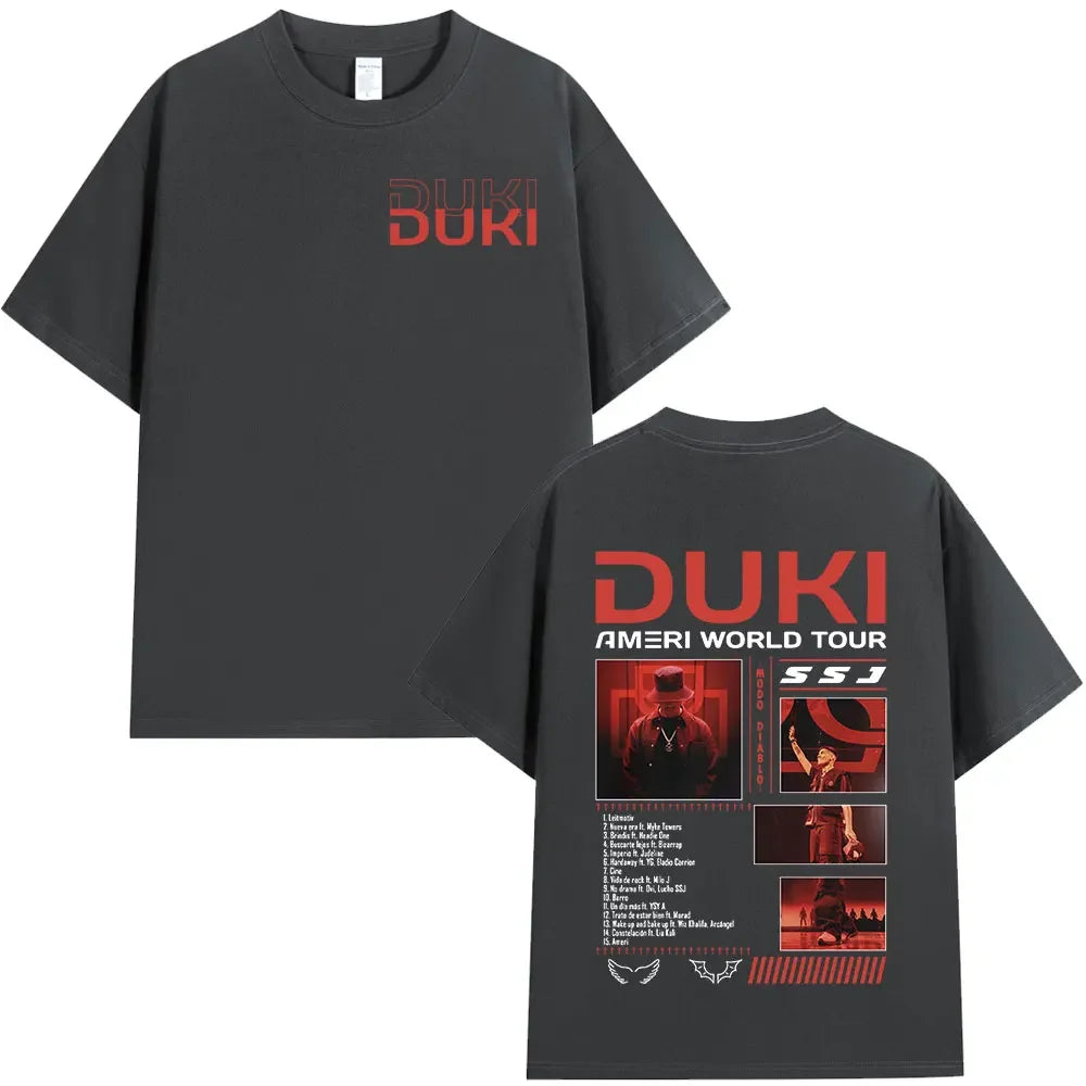 Rapper Duki Ameri World Tour Merch T-shirts Men Women Fashion Hip Hop Oversized T Shirts Cotton Casual Short Sleeve T-shirt Tops