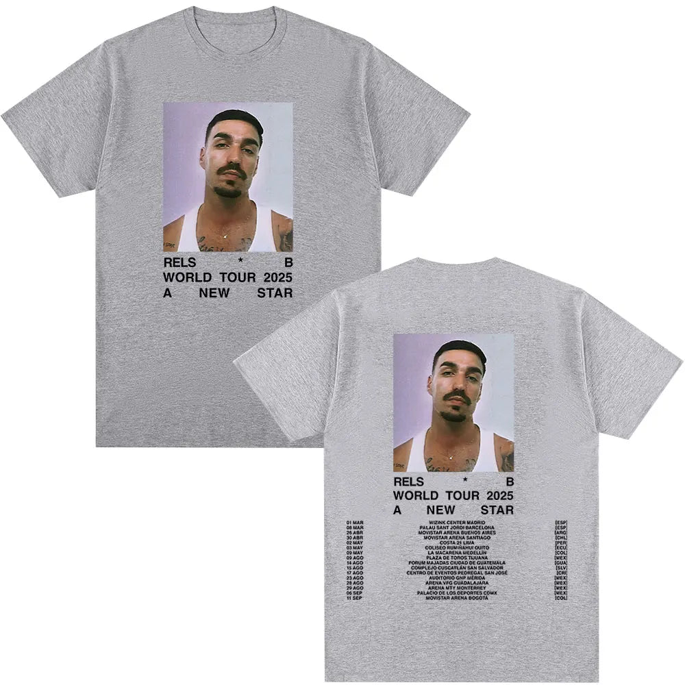 Rels B A New Star World Tour Concert 2025 T Shirts Men's Clothing Hip Hop Fashion Oversized Short Sleeve T-shirt Cotton T-shirts