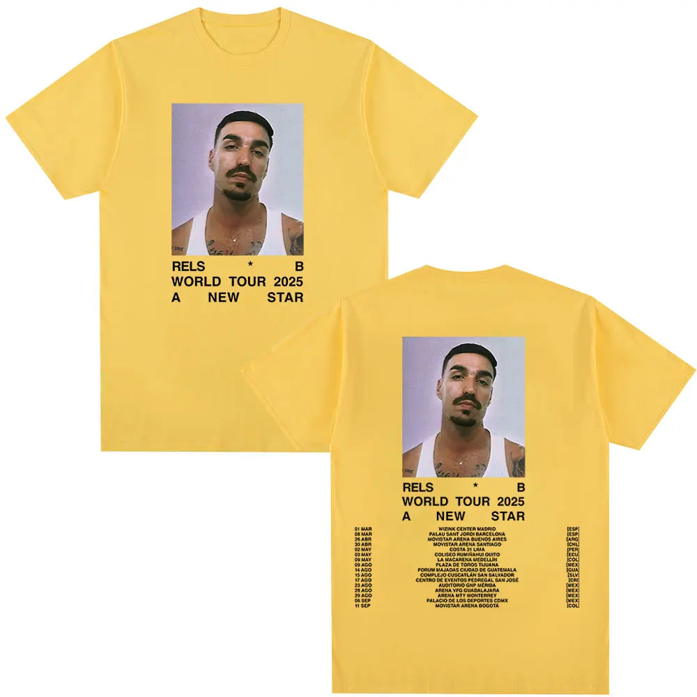 Rels B A New Star World Tour Concert 2025 T Shirts Men's Clothing Hip Hop Fashion Oversized Short Sleeve T-shirt Cotton T-shirts