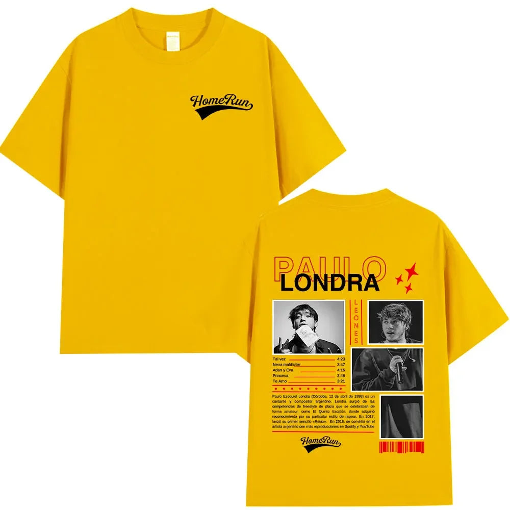Rapper Paulo Londra Homerun T-shirts Men Women Fashion Hip Hop Oversized T Shirts Comfort Cotton Short Sleeve T-shirt Streetwear