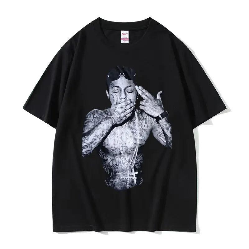 Rapper Lil Wayne Print Graphic T Shirt Men's Cool Hip Hop Gothic Clothing T-shirts Y2k Man Retro Oversized Cotton T-shirt Unisex