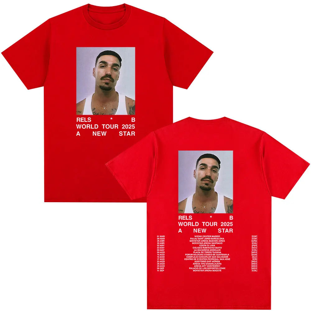 Rels B A New Star World Tour Concert 2025 T Shirts Men's Clothing Hip Hop Fashion Oversized Short Sleeve T-shirt Cotton T-shirts