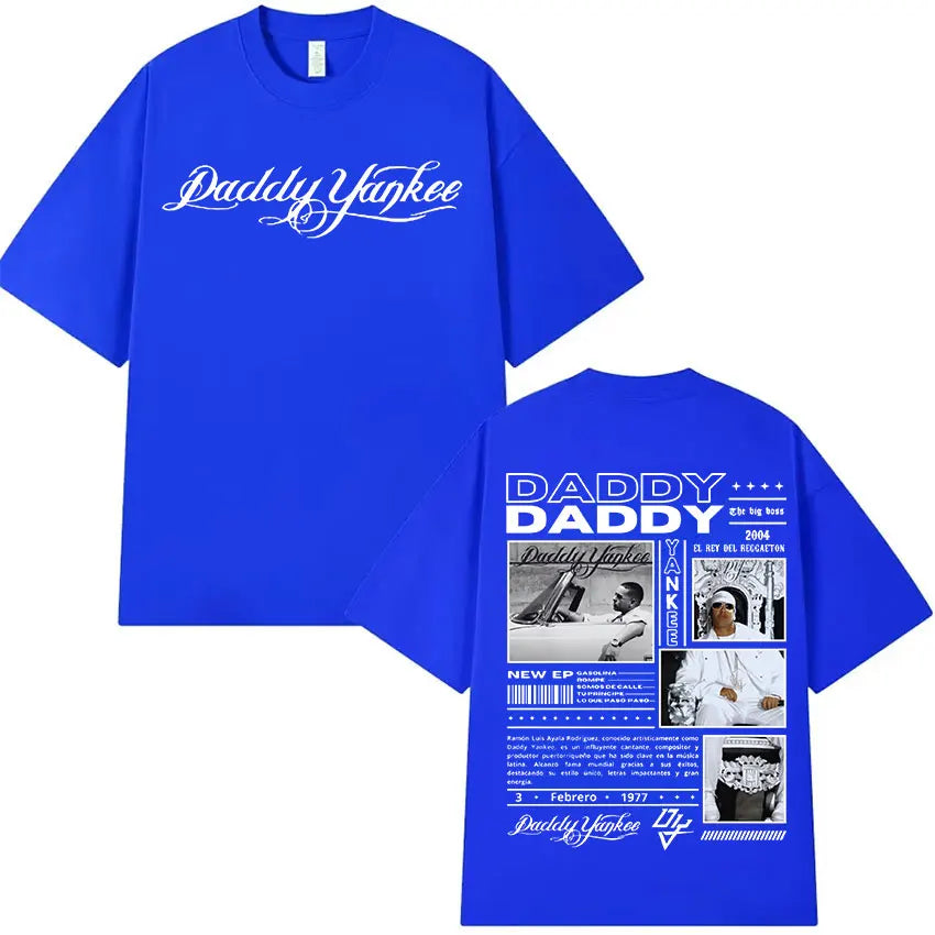 Rapper Daddy Yankee 2024 Tour Graphic T Shirts Men's Retro High Quality Oversized Cotton T-shirt Y2k Man Hip Hop Clothing Tshirt