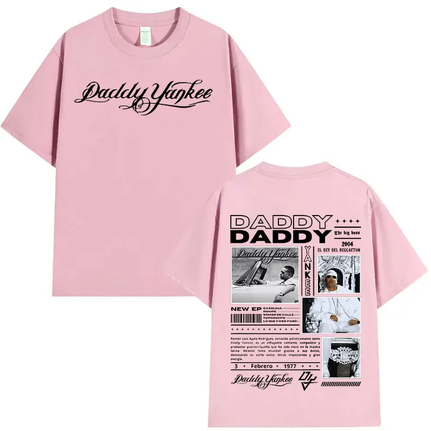 Rapper Daddy Yankee 2024 Tour Graphic T Shirts Men's Retro High Quality Oversized Cotton T-shirt Y2k Man Hip Hop Clothing Tshirt