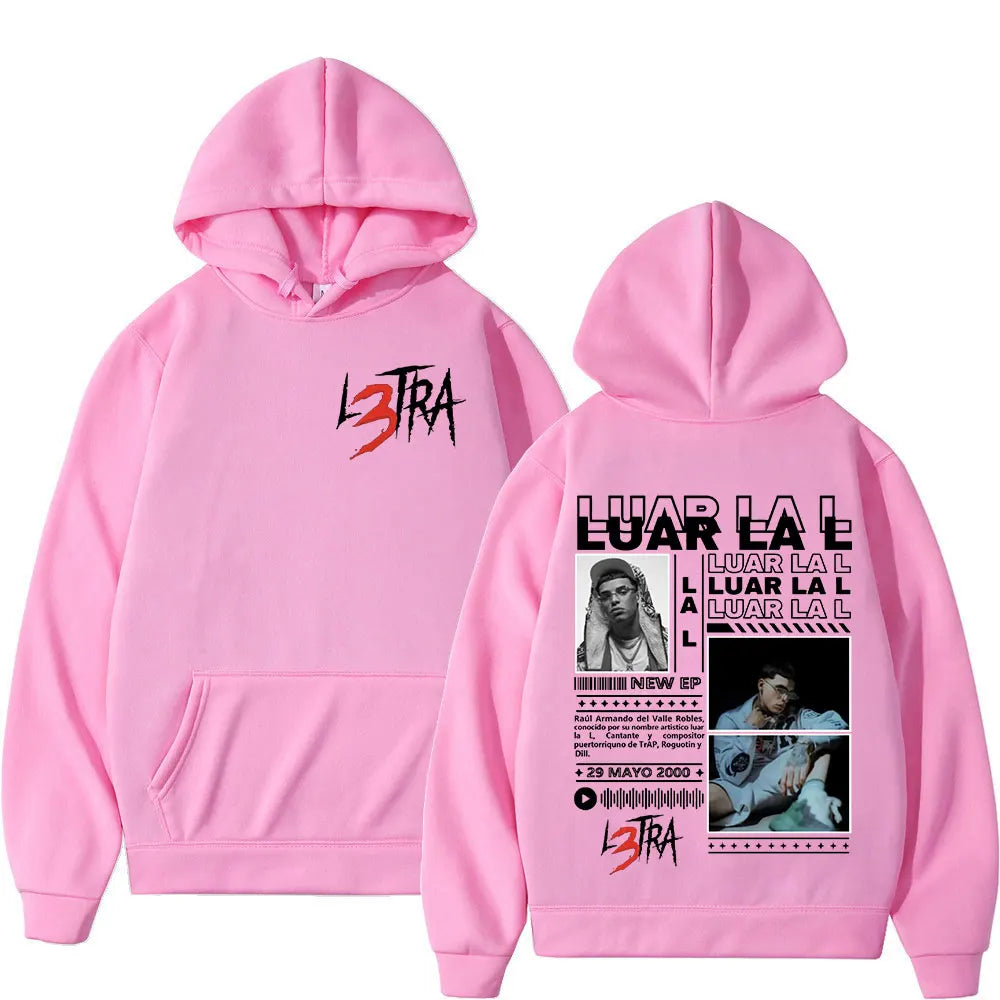 Rapper Luar La L Music Album L3TRA Hoodie Men's Clothing Hip Hop Hooded Sweatshirts Fashion Casual Oversized Pullover Streetwear