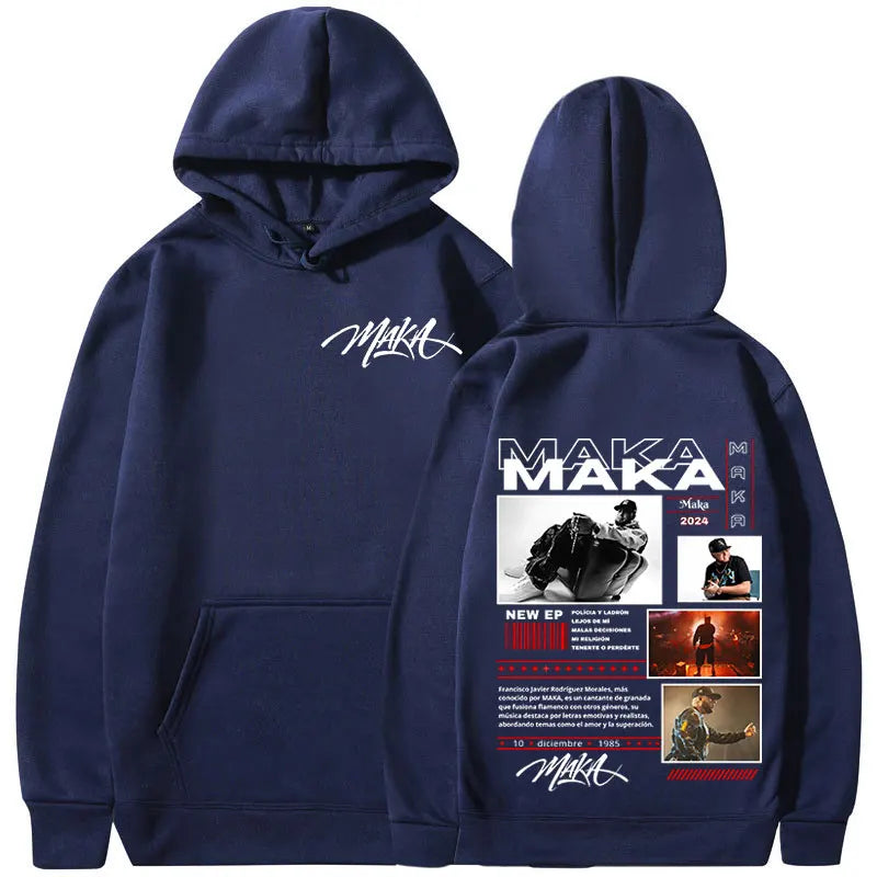 Rapper Maka Aura Tour Album 2025 Hoodies Men's Women Vintage Fashion Hooded Sweatshirts Hip Hop Oversized Pullovers Streetwear