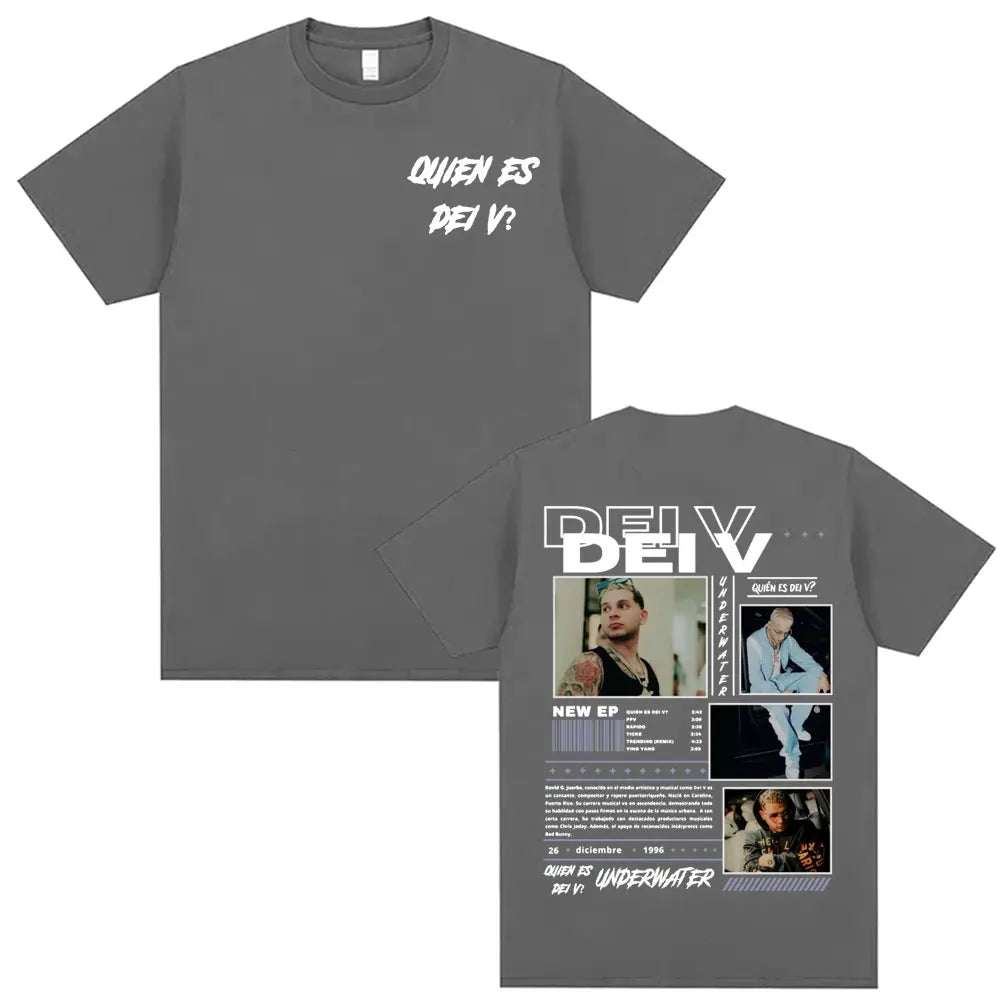 Rapper Quien Es Dei V? Underwater Tour Cover Tshirt Men Harajuku Fashion Hip Hop Punk T-shirt Unisex High Quality Casual T Shirt