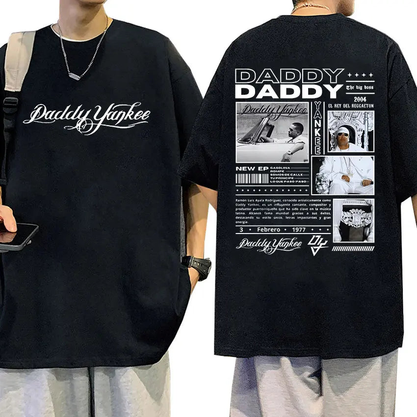 Rapper Daddy Yankee 2024 Tour Graphic T Shirts Men's Retro High Quality Oversized Cotton T-shirt Y2k Man Hip Hop Clothing Tshirt