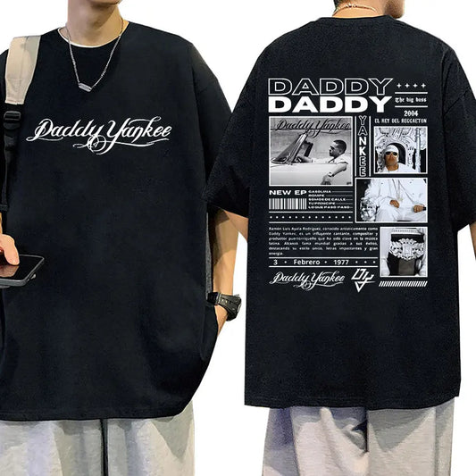 Rapper Daddy Yankee 2024 Tour Graphic T Shirts Men's Retro High Quality Oversized Cotton T-shirt Y2k Man Hip Hop Clothing Tshirt
