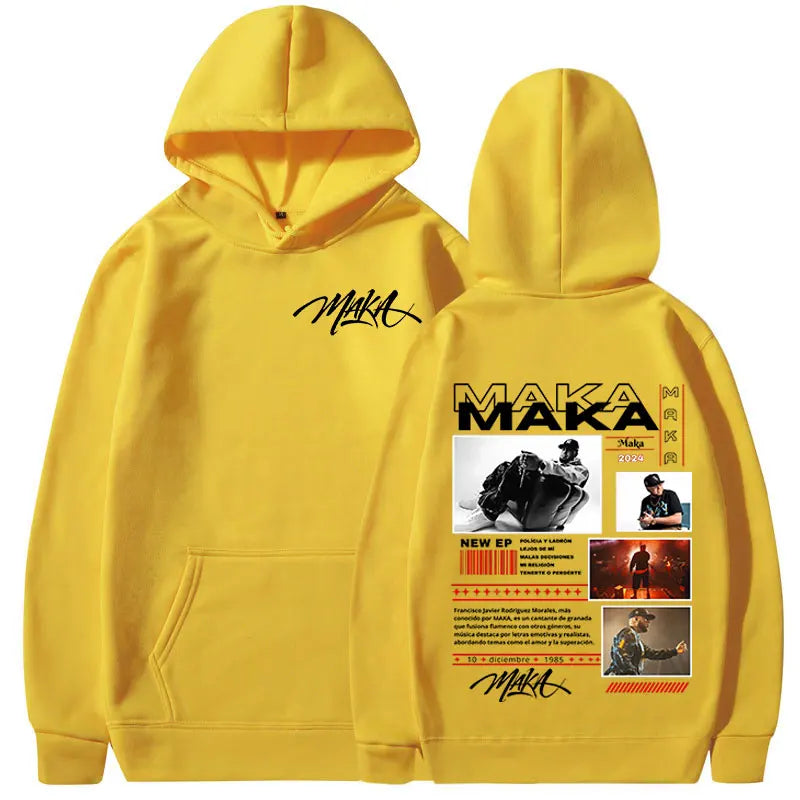 Rapper Maka Aura Tour Album 2025 Hoodies Men's Women Vintage Fashion Hooded Sweatshirts Hip Hop Oversized Pullovers Streetwear