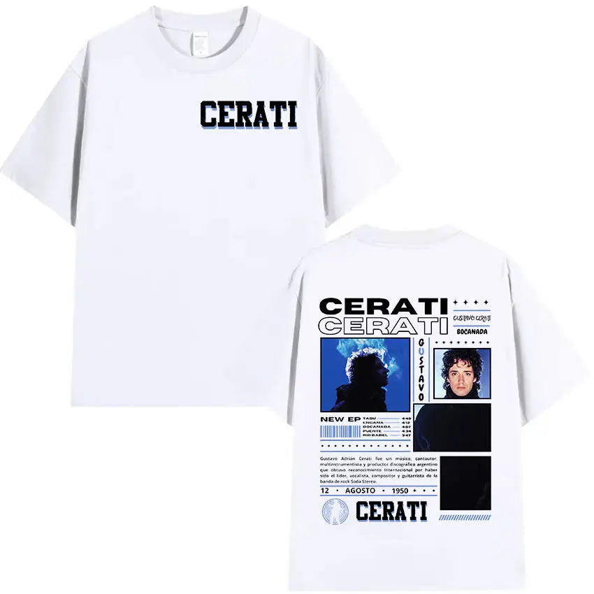 Rapper Gustavo Cerati 2025 Tour Graphic T Shirt Men Hip Hop Fashion Cotton Short Sleeve T-shirt Retro Style Gothic Clothing Tees