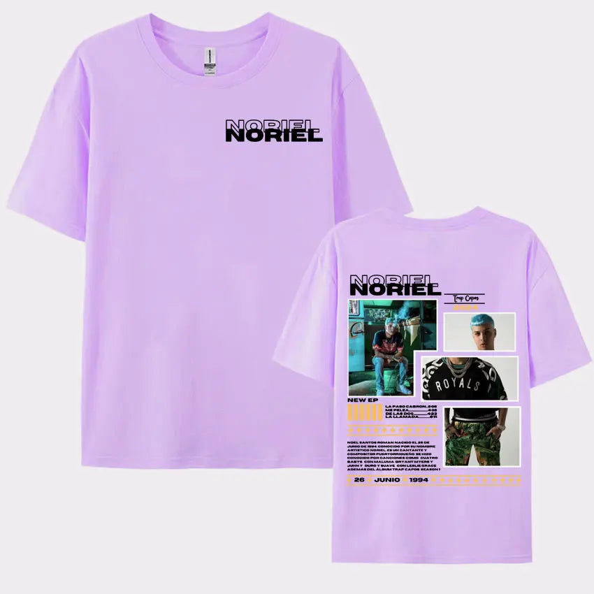 Rapper Noriel Album Tour Cover T-shirts for Men Women Hip Hop Pop Music Harajuku Y2k T Shirt Male High Quality Oversized T-shirt