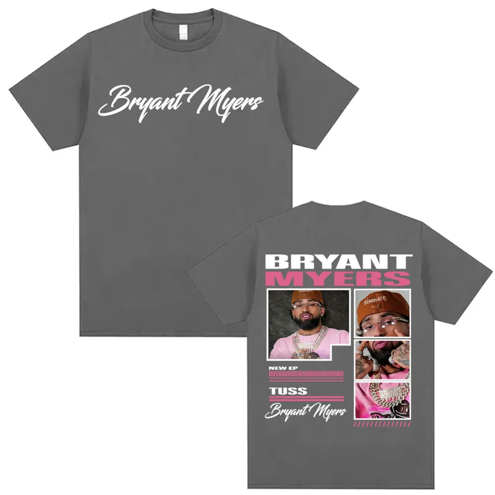 Rapper Bryant Myers 2025 Tour Graphic T-shirts Men Clothing Harajuku Hip Hop Streetwear T Shirts Casual Cotton Oversized T-shirt