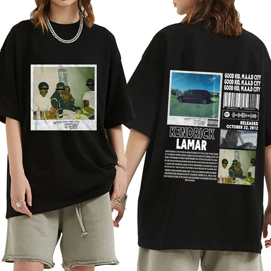 Rapper Kendrick Lamar Good Kid T Shirt Men Women Clothes Hip Hop Music Album Graphic T-shirt Fashion Vintage Oversized Tee Shirt