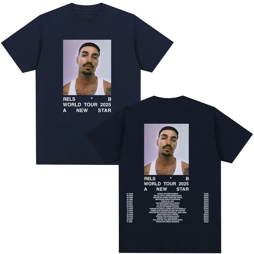 Rels B A New Star World Tour Concert 2025 T Shirts Men's Clothing Hip Hop Fashion Oversized Short Sleeve T-shirt Cotton T-shirts