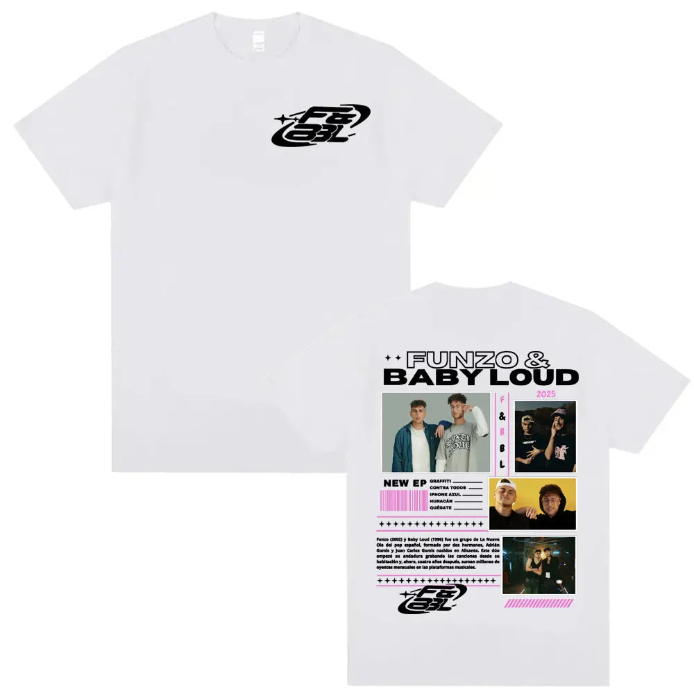 Rapper Funzo & Baby Loud 2025 Tour T-shirts Unisex Fashion Casual Cotton Oversized T Shirt Men's Punk Hip Hop Streetwear T-shirt