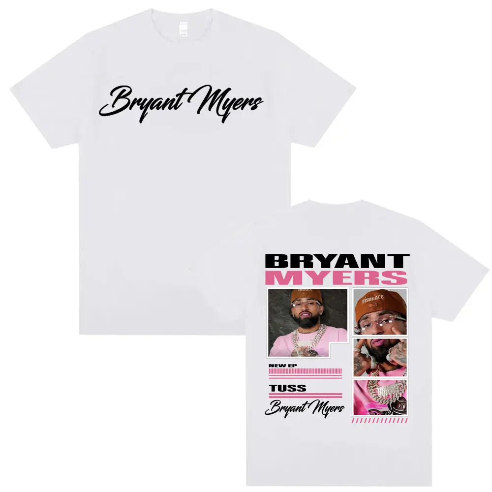 Rapper Bryant Myers 2025 Tour Graphic T-shirts Men Clothing Harajuku Hip Hop Streetwear T Shirts Casual Cotton Oversized T-shirt