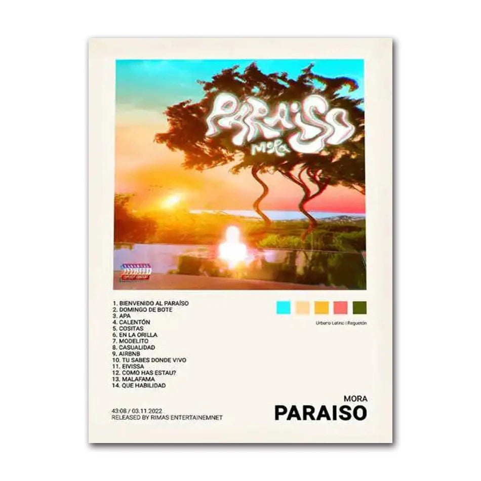 Nordic Pop Rapper Quevedo Poster Aesthetics Mora Feid Eladio Carrion Rauw AlejanDro Music Album Canvas Print Wall Art Room Decor