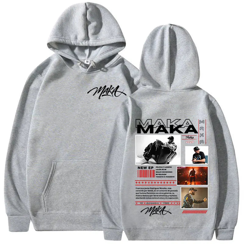 Rapper Maka Aura Tour Album 2025 Hoodies Men's Women Vintage Fashion Hooded Sweatshirts Hip Hop Oversized Pullovers Streetwear