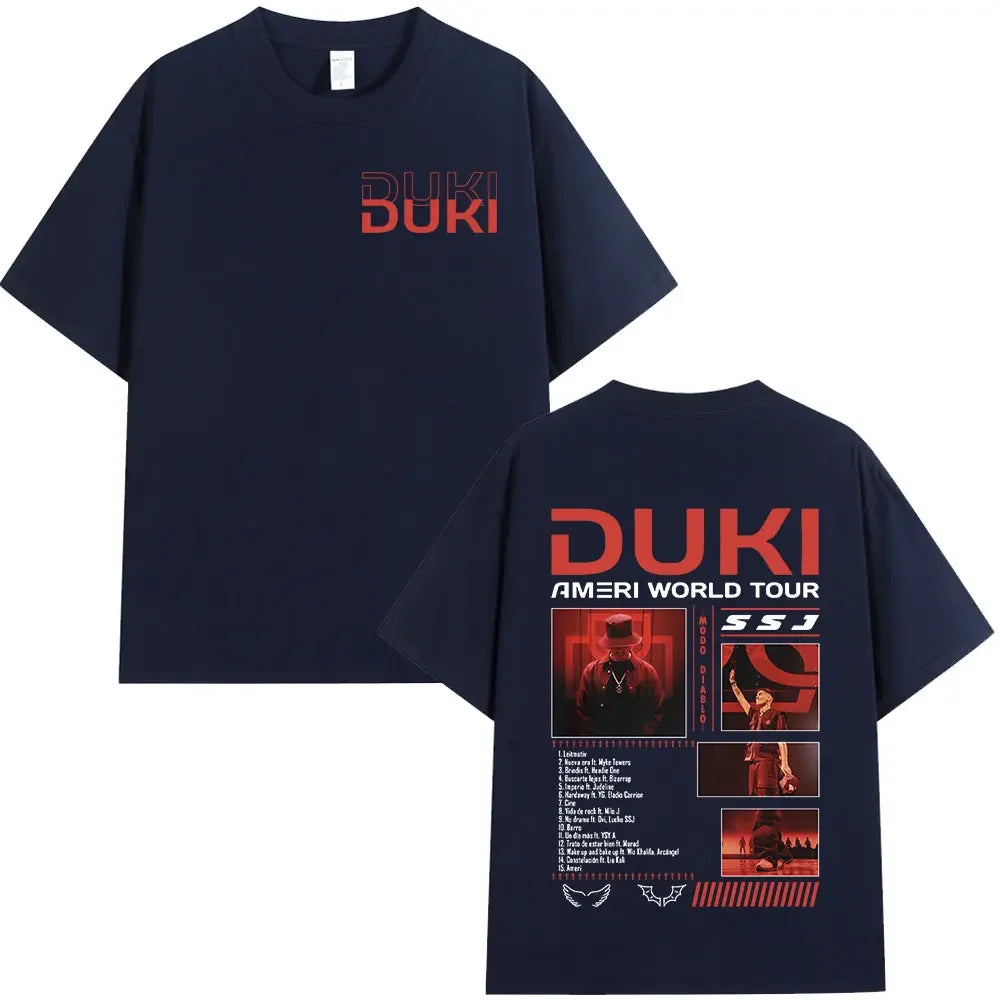 Rapper Duki Ameri World Tour Merch T-shirts Men Women Fashion Hip Hop Oversized T Shirts Cotton Casual Short Sleeve T-shirt Tops