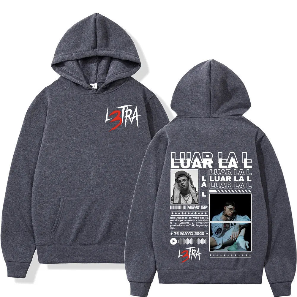 Rapper Luar La L Music Album L3TRA Hoodie Men's Clothing Hip Hop Hooded Sweatshirts Fashion Casual Oversized Pullover Streetwear