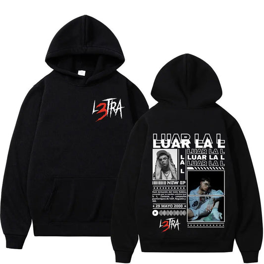 Rapper Luar La L Music Album L3TRA Hoodie Men's Clothing Hip Hop Hooded Sweatshirts Fashion Casual Oversized Pullover Streetwear